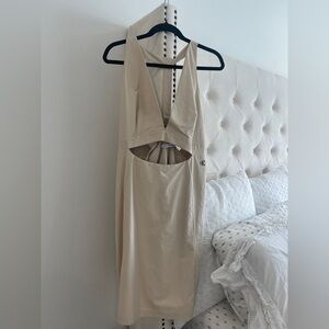 Calvin Klein Women's Backless Beige Dress
